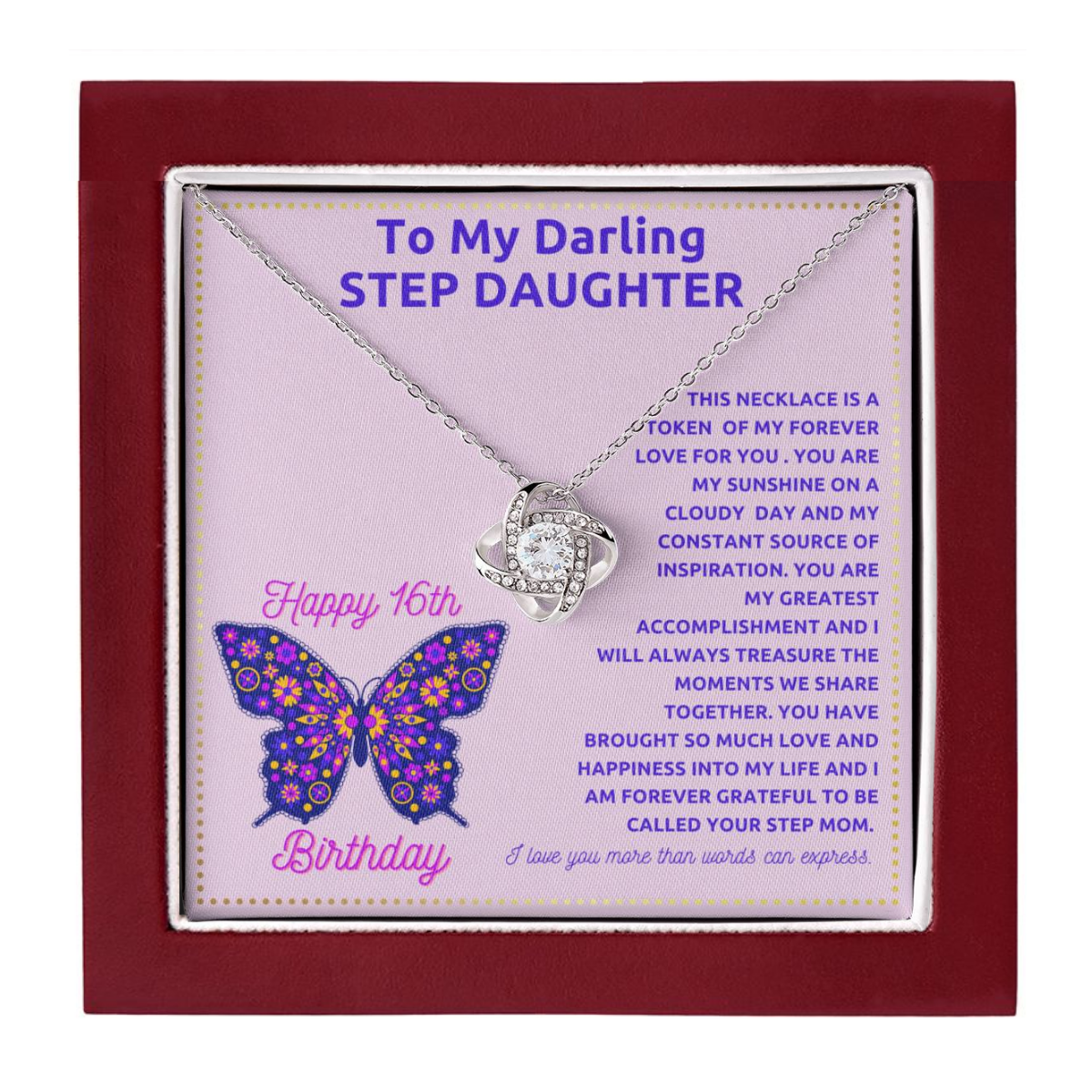 JGF Jewelry Gifts for Family Adult Step Daughter Birthday Card Gift Ideas