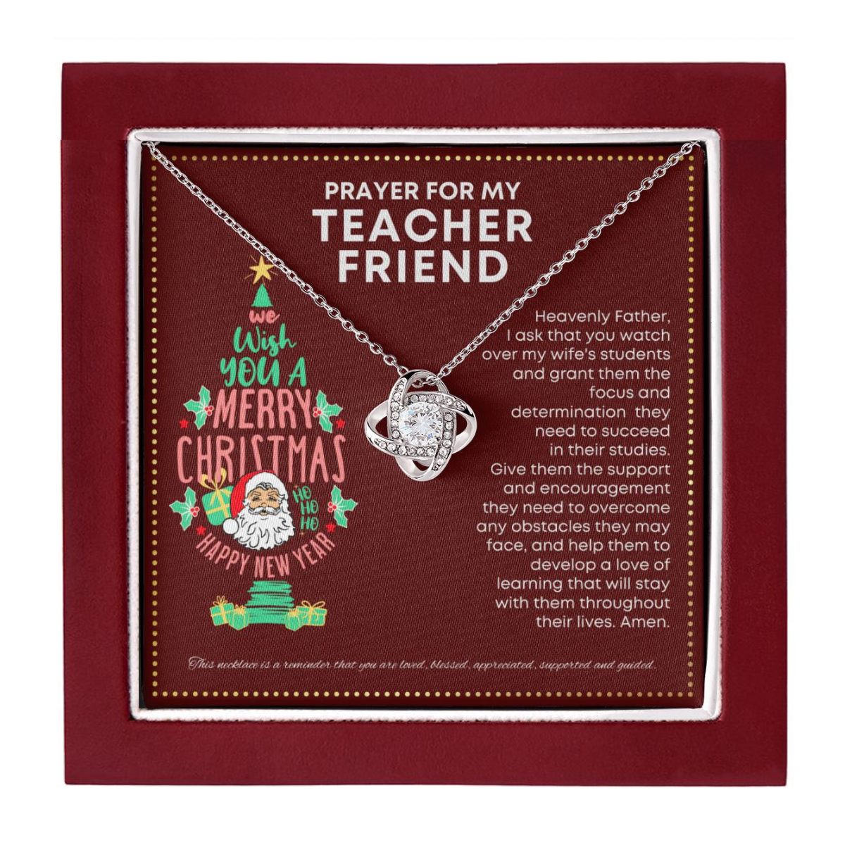JGF Jewelry Gifts for Family I Love My Teacher Friend Christmas Prayer For You