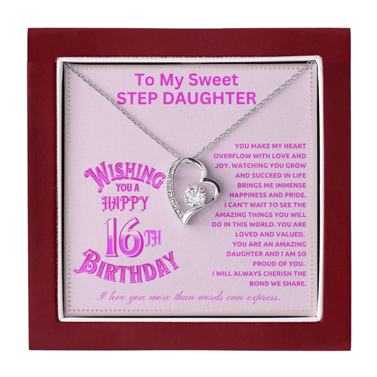 JGF Jewelry Gifts for Family Adult Step Daughter Birthday Gift From Dad