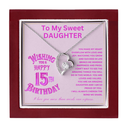JGF Jewelry Gifts for Family Happy 15th Birthday Card for Daughter For My 15 Year Old Daughter