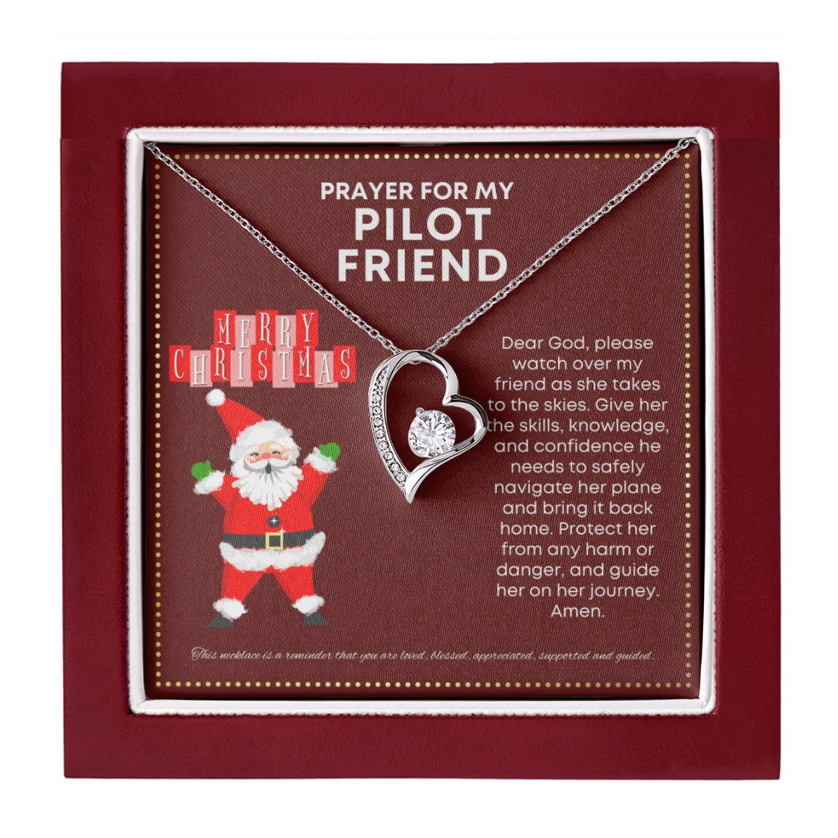 JGF Jewelry Gifts for Family Aviation Pilot Gifts for Women Cute Heart Necklace