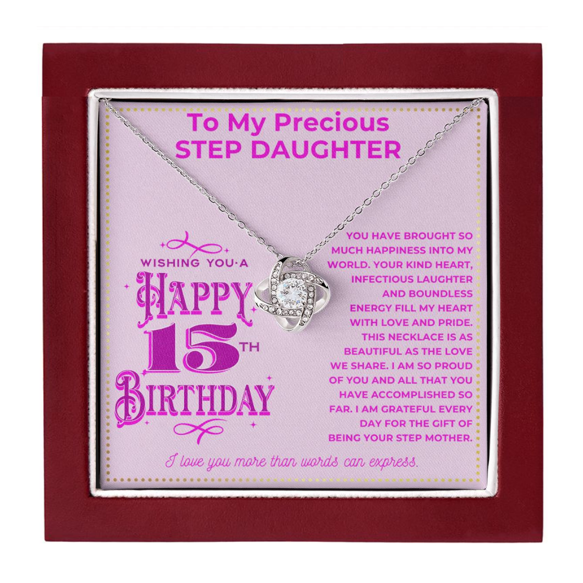 JGF Jewelry Gifts for Family Quinceanera Birthday Card For Girl Stepdaughter