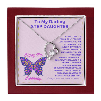 JGF Jewelry Gifts for Family 15th Birthday Card for Step Daughter From Mom and Dad
