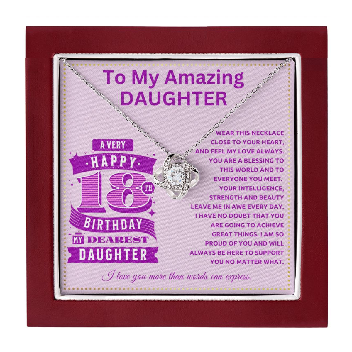 JGF Jewelry Gifts for Family To My Amazing Daughter Necklace 18th Birthday Card