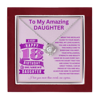 JGF Jewelry Gifts for Family To My Amazing Daughter Necklace 18th Birthday Card