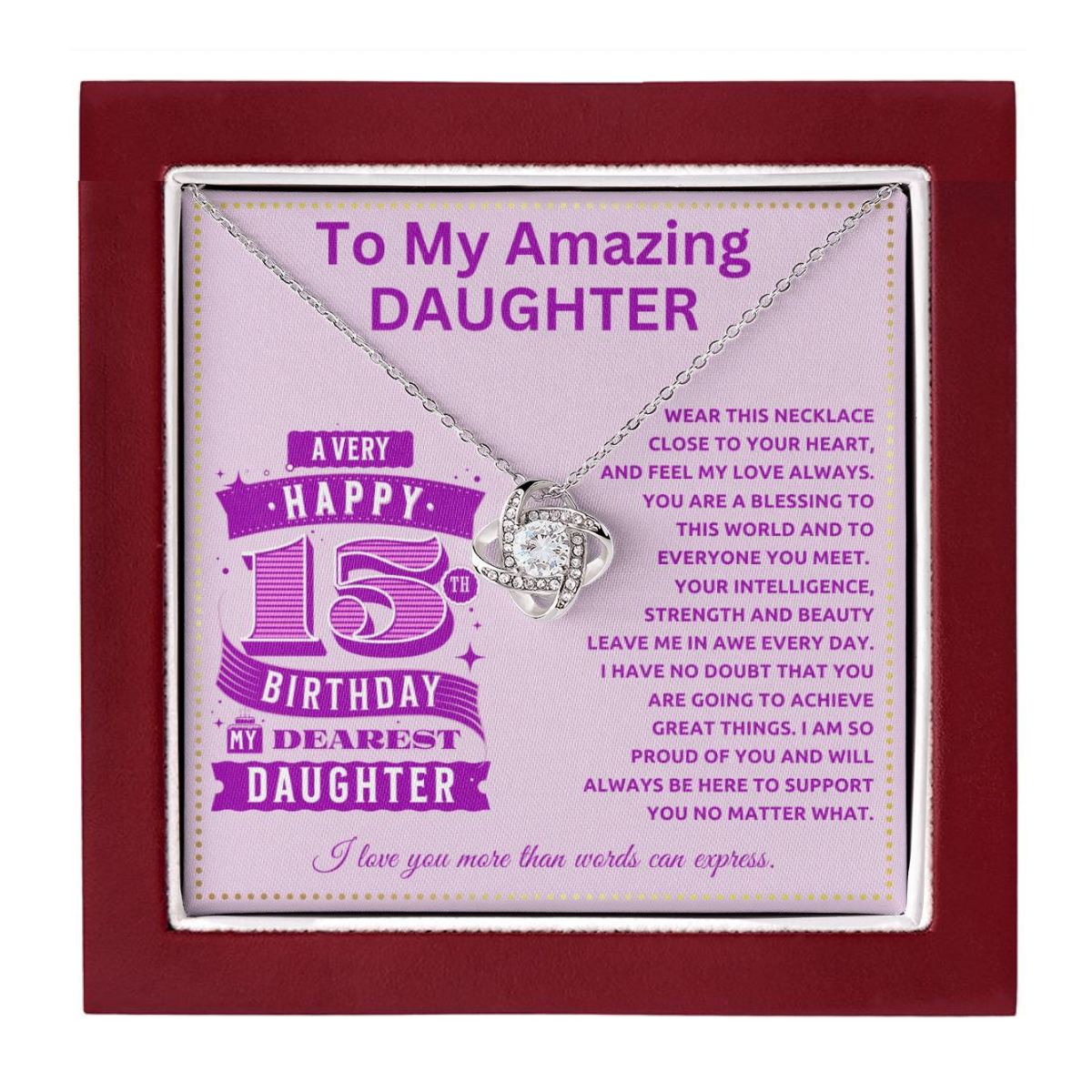 JGF Jewelry Gifts for Family To My Amazing Daughter Necklace 15th Birthday