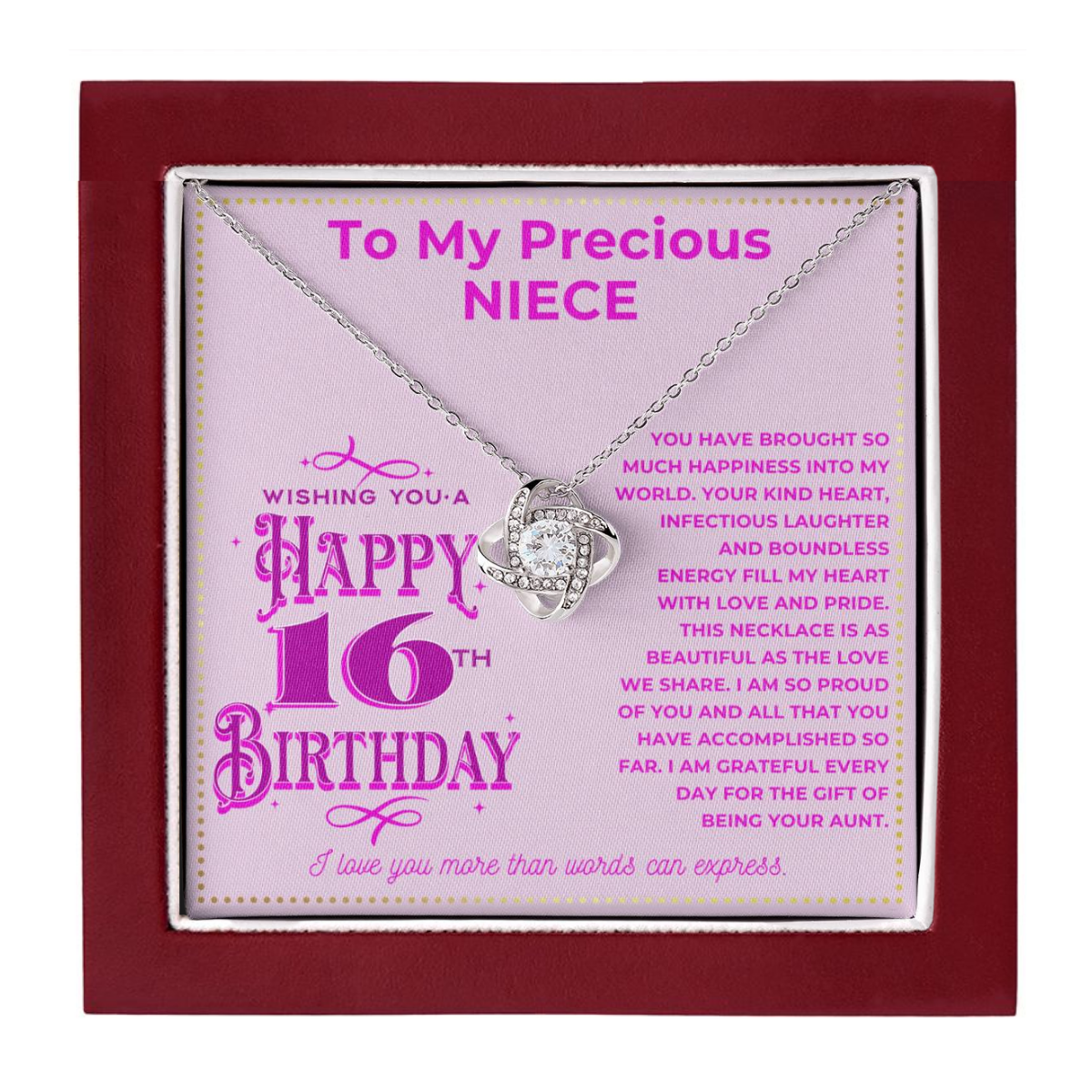 JGF Jewelry Gifts for Family Niece Necklace From Aunt Sterling Silver