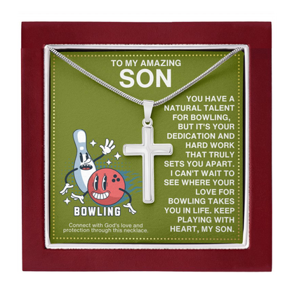 JGF Jewelry Gifts for Family Bowling Cross Necklace For Boys