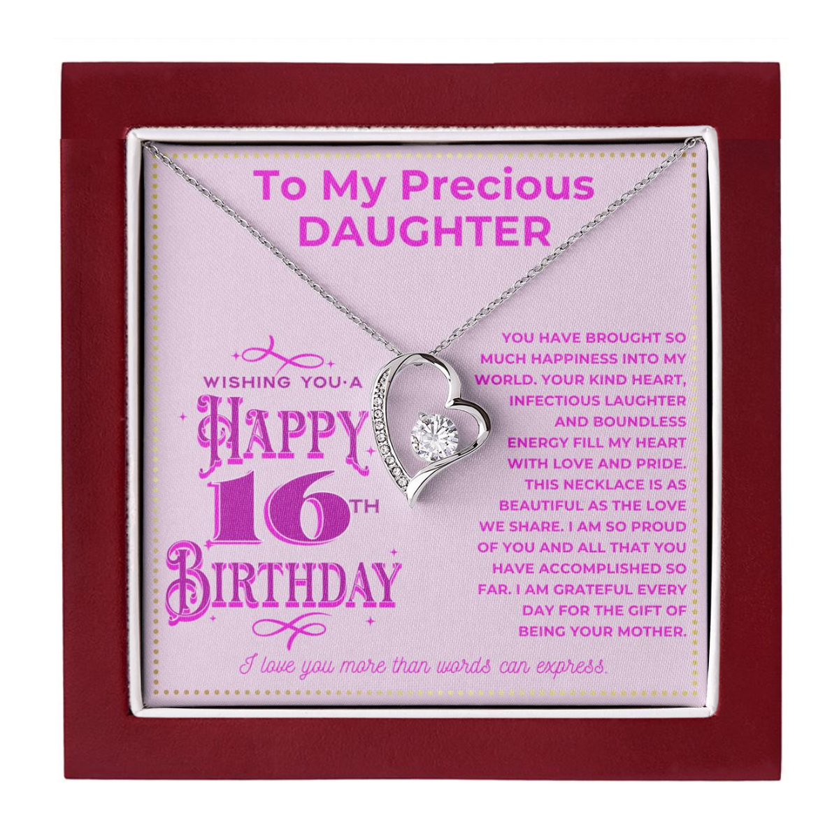 JGF Jewelry Gifts for Family Sweet 16 Birthday Card For Daughter From Mom