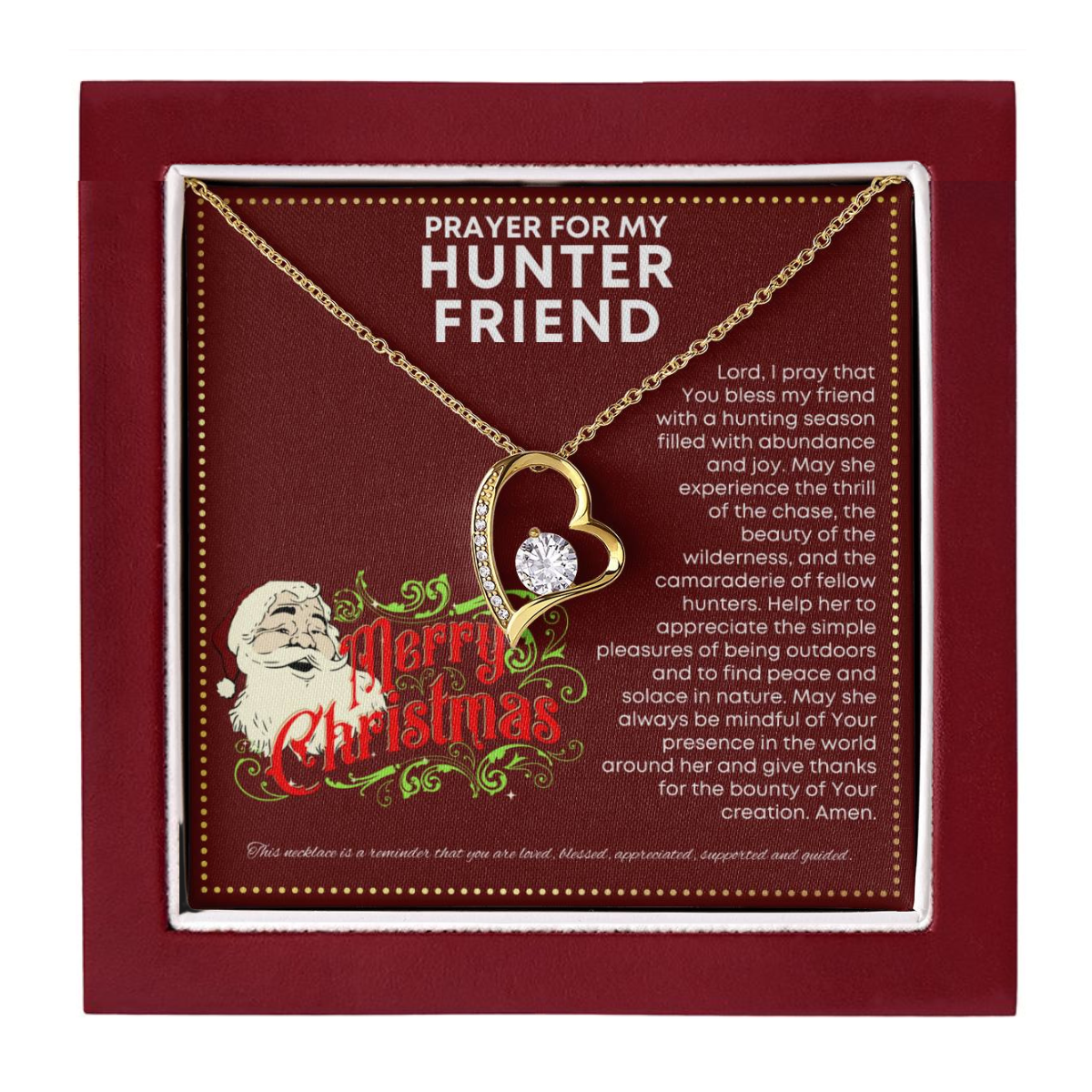 JGF Jewelry Gifts for Family Cute Simple Heart Necklace Prayer for Hunter Friend