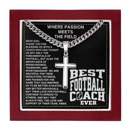 JGF Jewelry Gifts for Family Assistant Coach Football Cross Necklace For Men