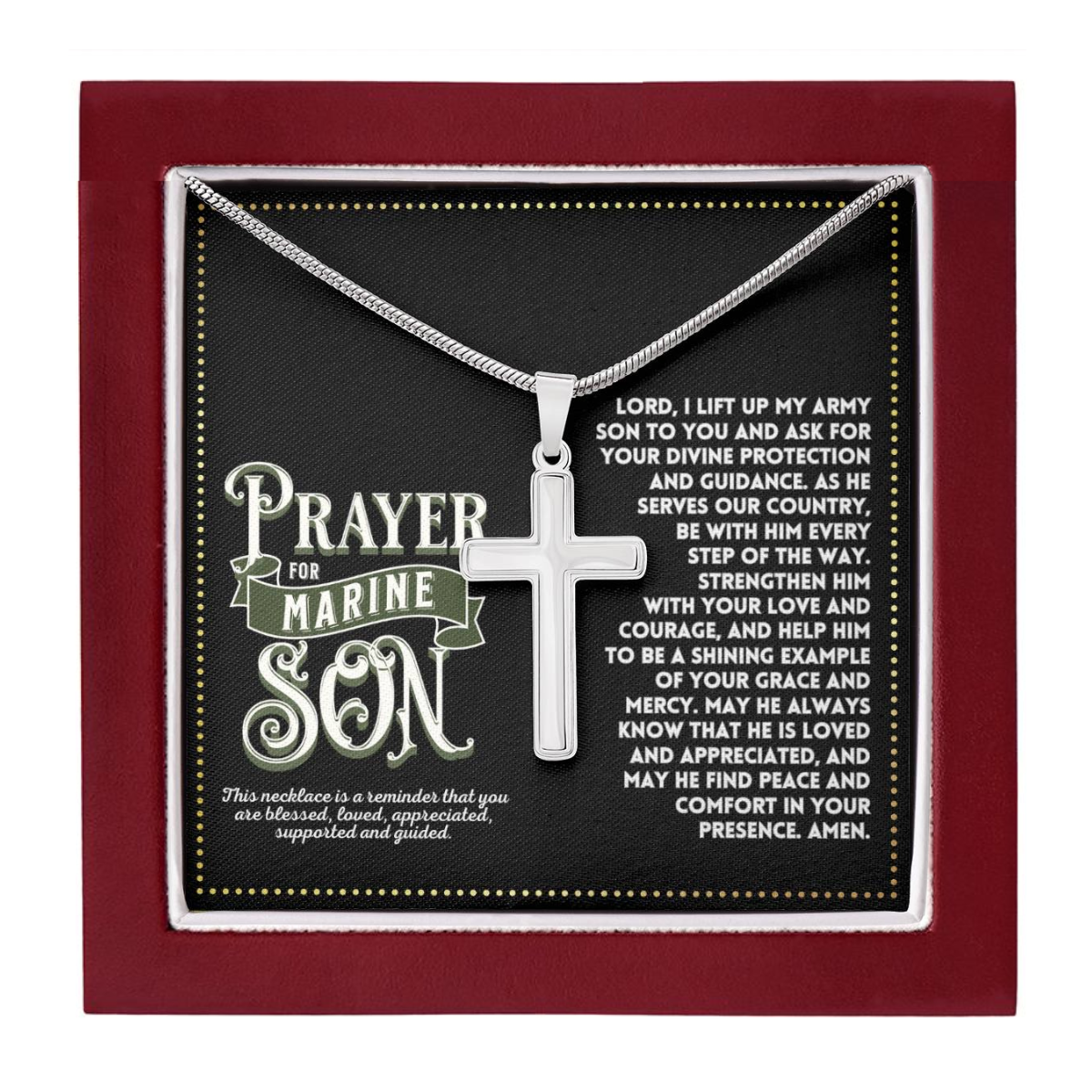 JGF Jewelry Gifts for Family I Love My Marine Necklace My Son Is A US Marine Prayer