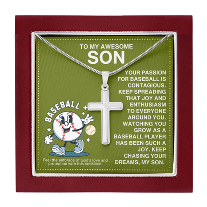 JGF Jewelry Gifts for Family Baseball Cross Necklace For Boys