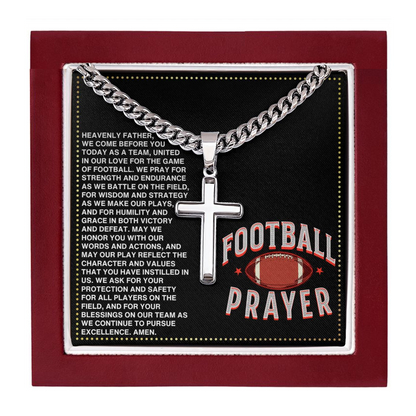JGF Jewelry Gifts for Family Cross Football Prayer Necklace For Boys