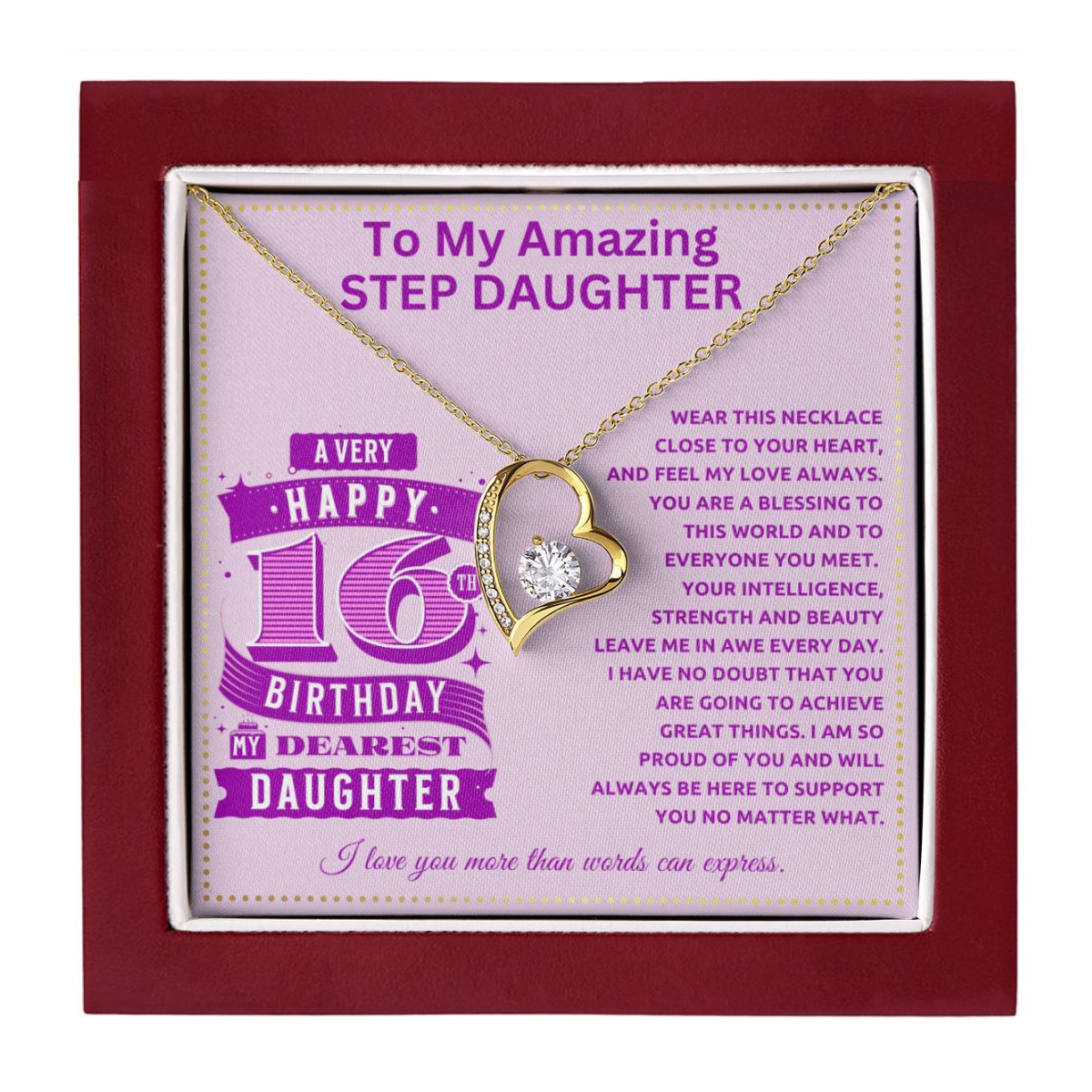 JGF Jewelry Gifts for Family Sweet 16 Birthday Card For Stepdaughter