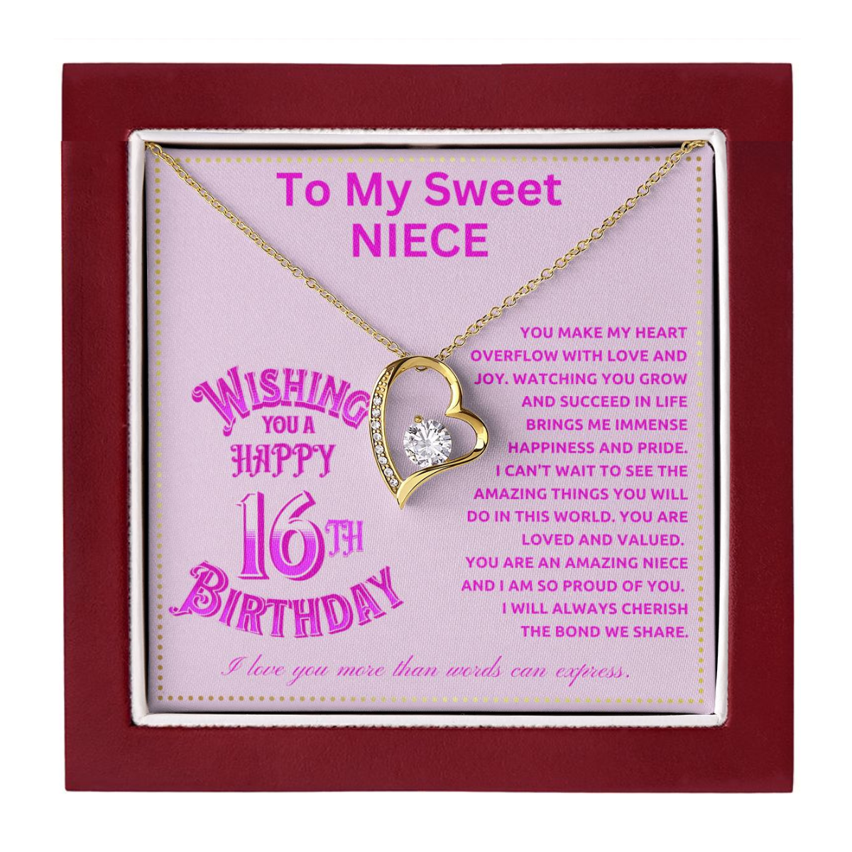 JGF Jewelry Gifts for Family Niece 16th Birthday From Aunt For Teen Girls