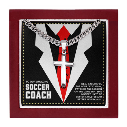 JGF Jewelry Gifts for Family Soccer Coach Cross Necklace For Men