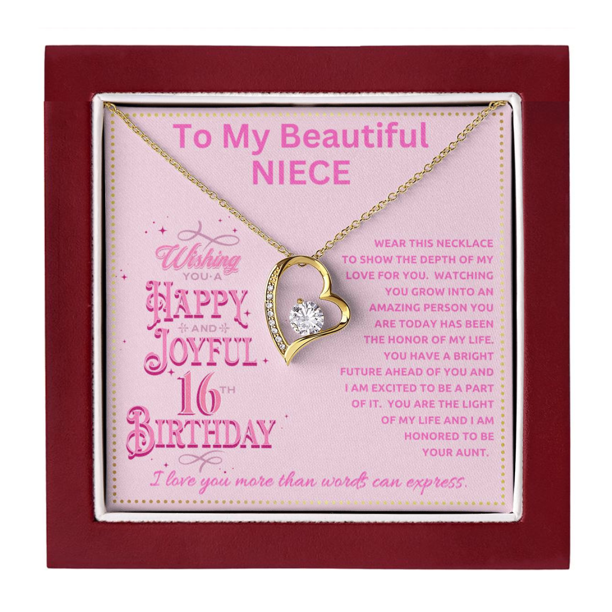 JGF Jewelry Gifts for Family 16th Birthday Card For Niece From Aunt And Uncle