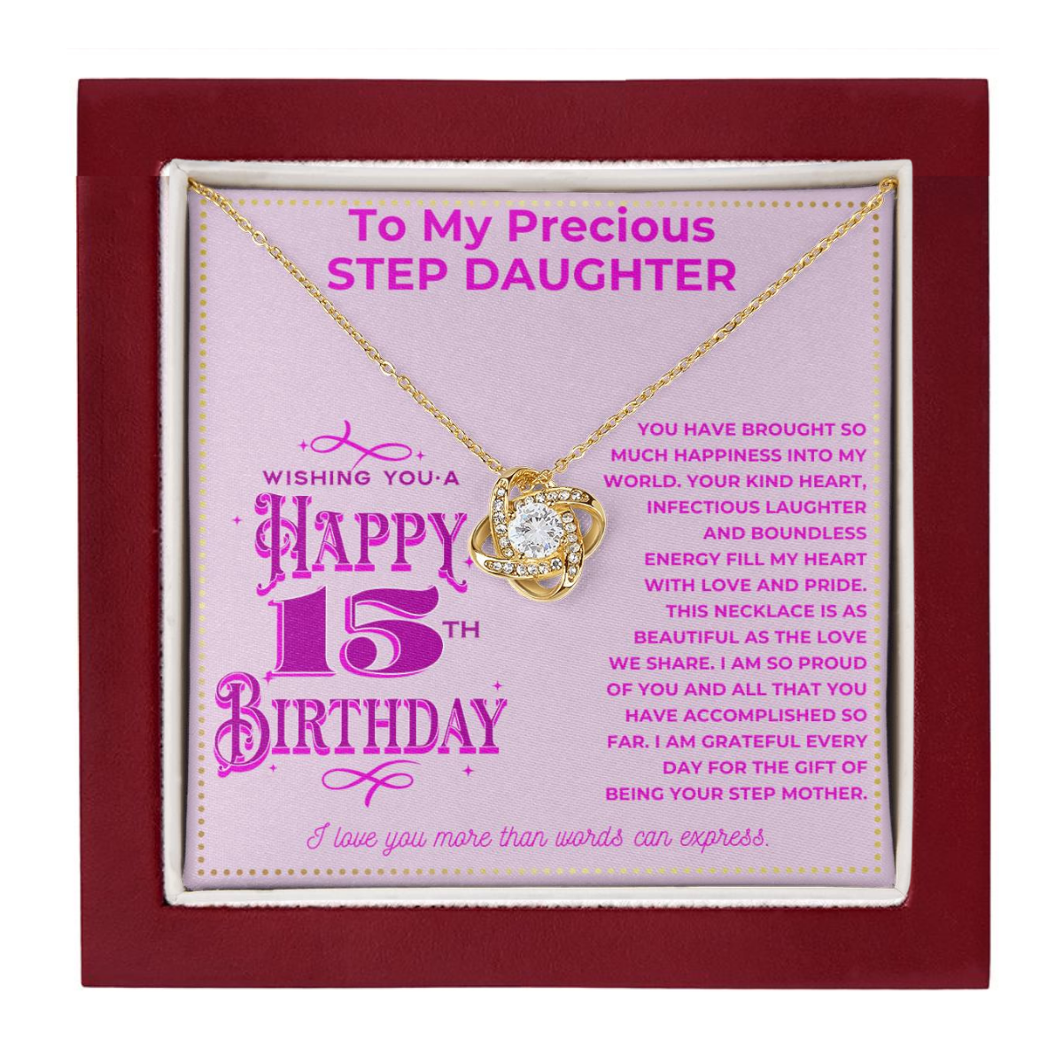 JGF Jewelry Gifts for Family Quinceanera Birthday Card For Girl Stepdaughter