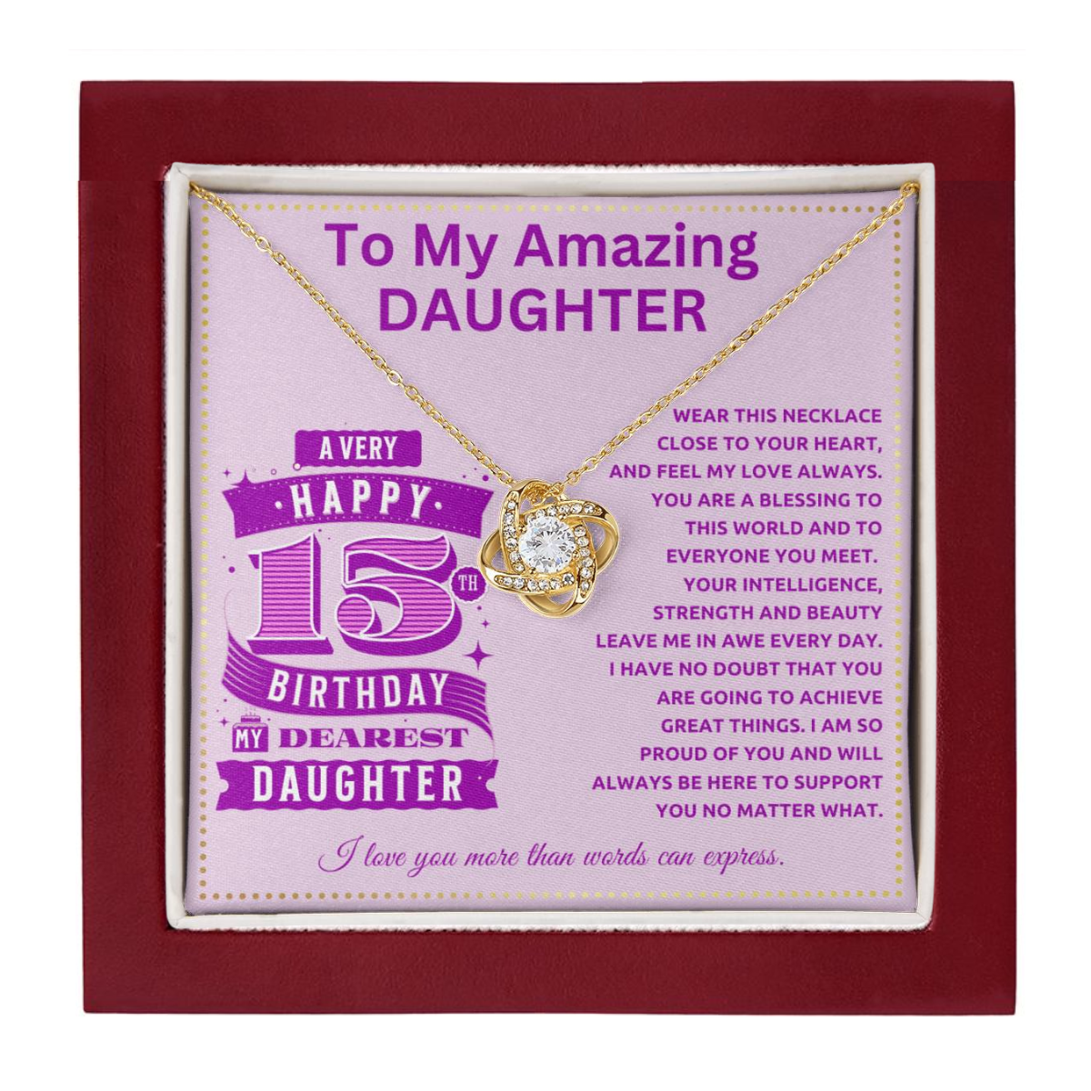JGF Jewelry Gifts for Family To My Amazing Daughter Necklace 15th Birthday
