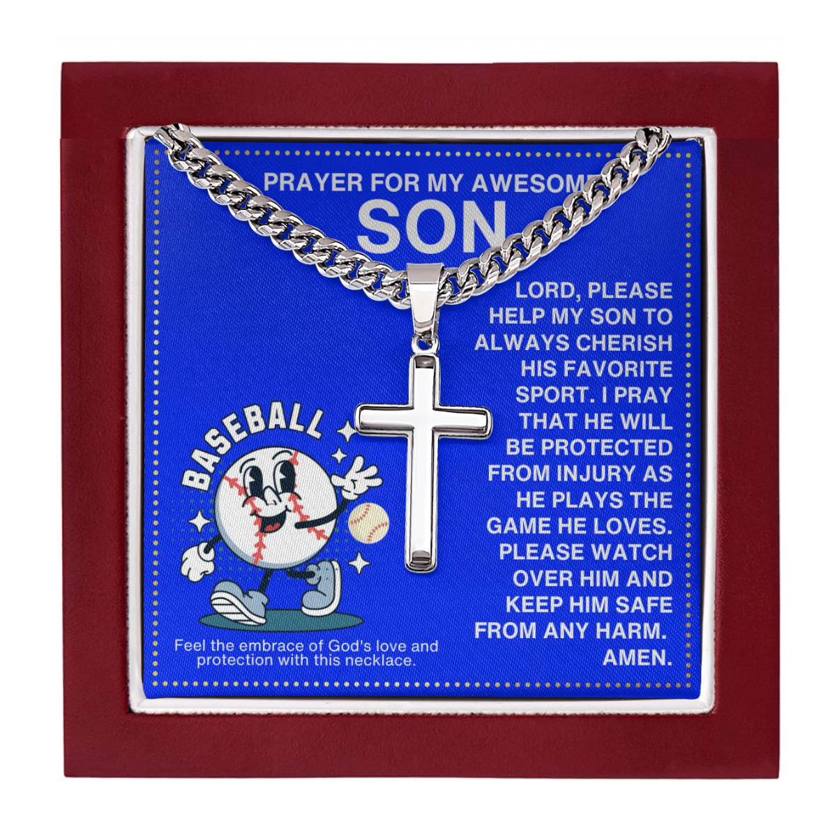 JGF Jewelry Gifts for Family Youth Baseball Necklace For Boys
