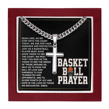 JGF Jewelry Gifts for Family Basketball Prayer Cross Necklace For Men