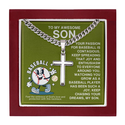 JGF Jewelry Gifts for Family Cross Baseball Necklace For Boys