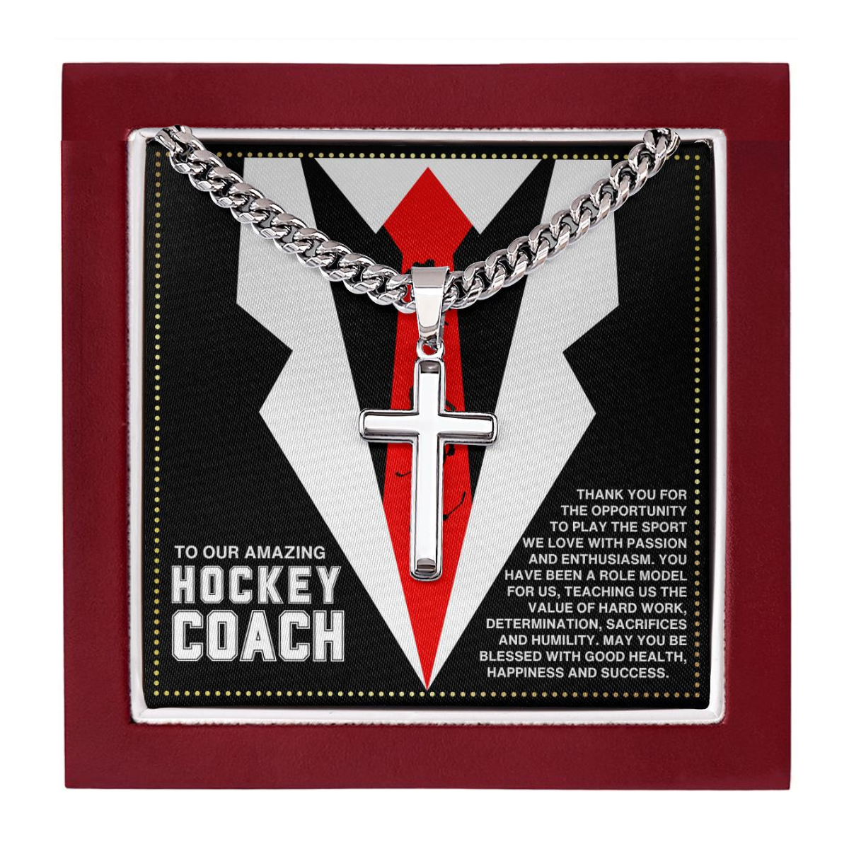 JGF Jewelry Gifts for Family Hockey Coach Necklace For Men