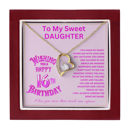 JGF Jewelry Gifts for Family Happy 16th Birthday Card To My Daughter Necklace