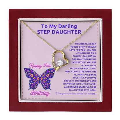 JGF Jewelry Gifts for Family Sterling Silver Necklace For Step Daughter 18th  Birthday