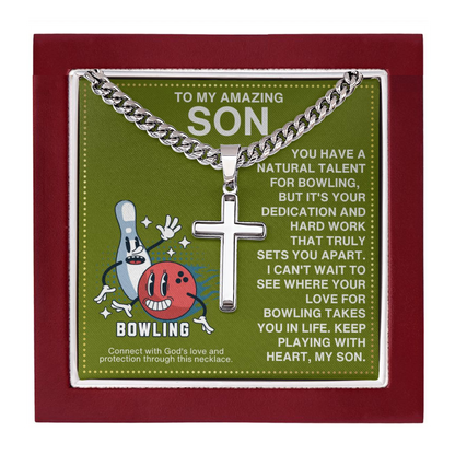 JGF Jewelry Gifts for Family Bowling Cross Necklace