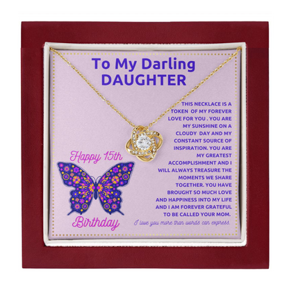 JGF Jewelry Gifts for Family Happy 15th Birthday Card To My Daughter Necklace