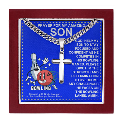 JGF Jewelry Gifts for Family Boys Bowling Cross Necklace