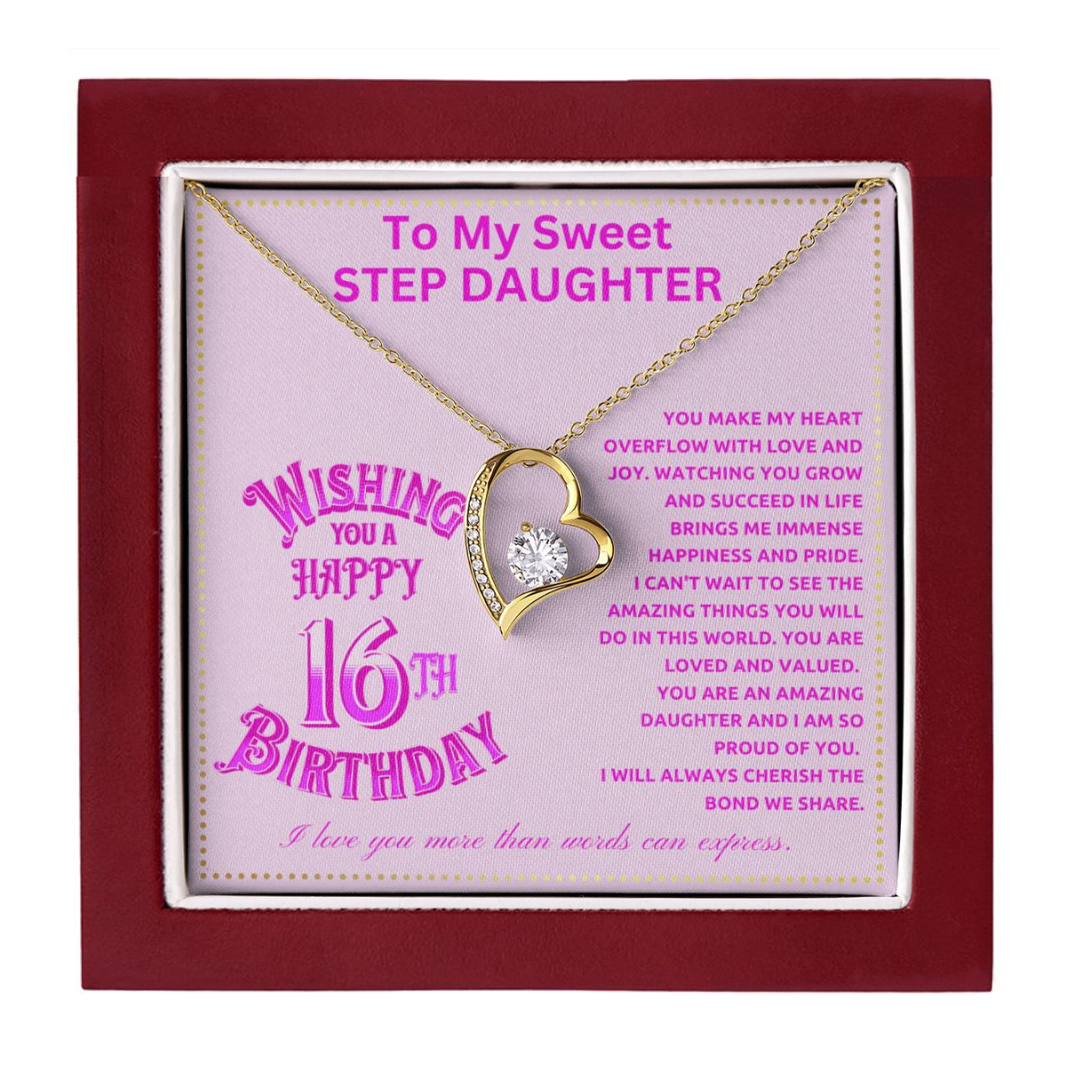 JGF Jewelry Gifts for Family Adult Step Daughter Birthday Gift From Dad