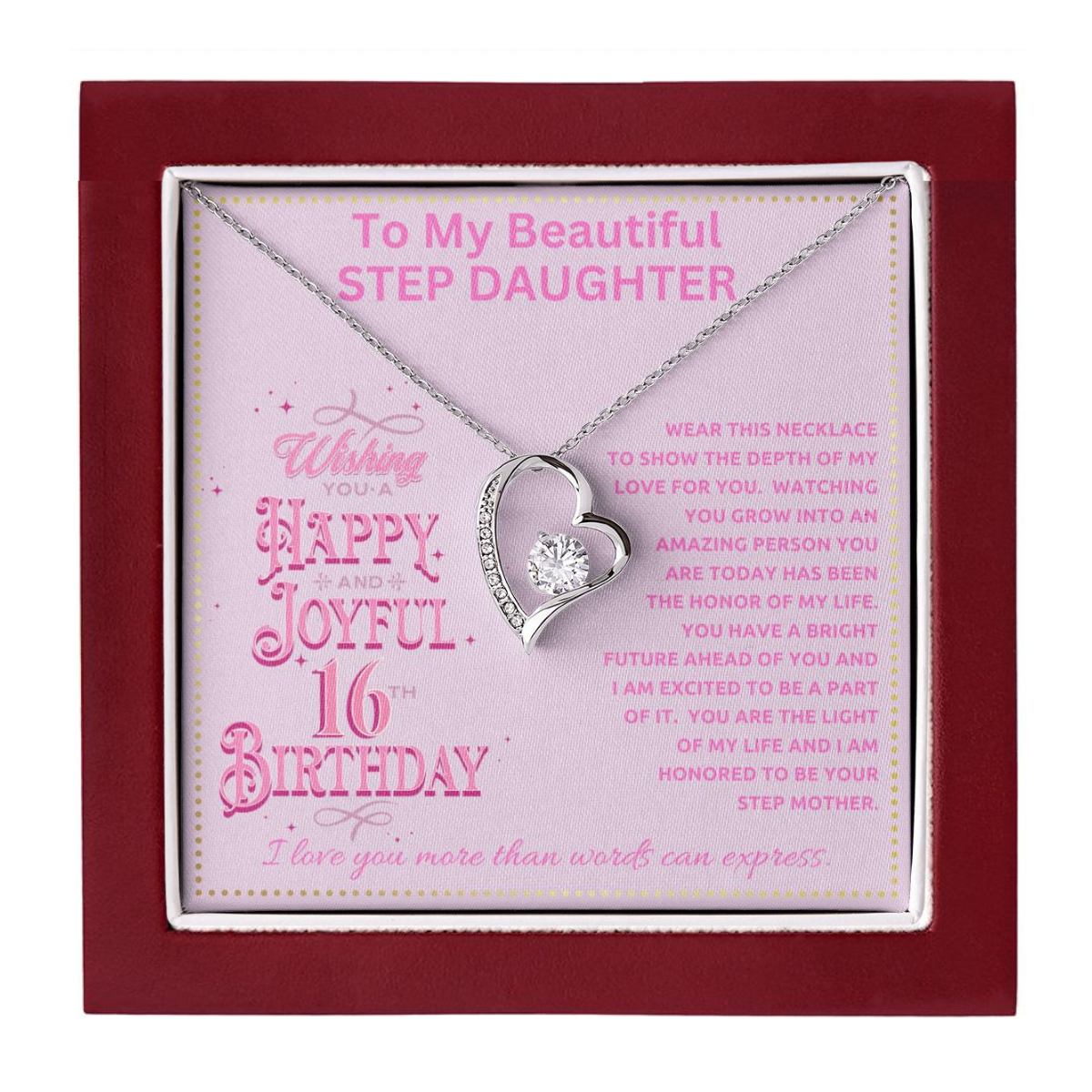 JGF Jewelry Gifts for Family Happy Birthday Step Daughter Card From StepMom