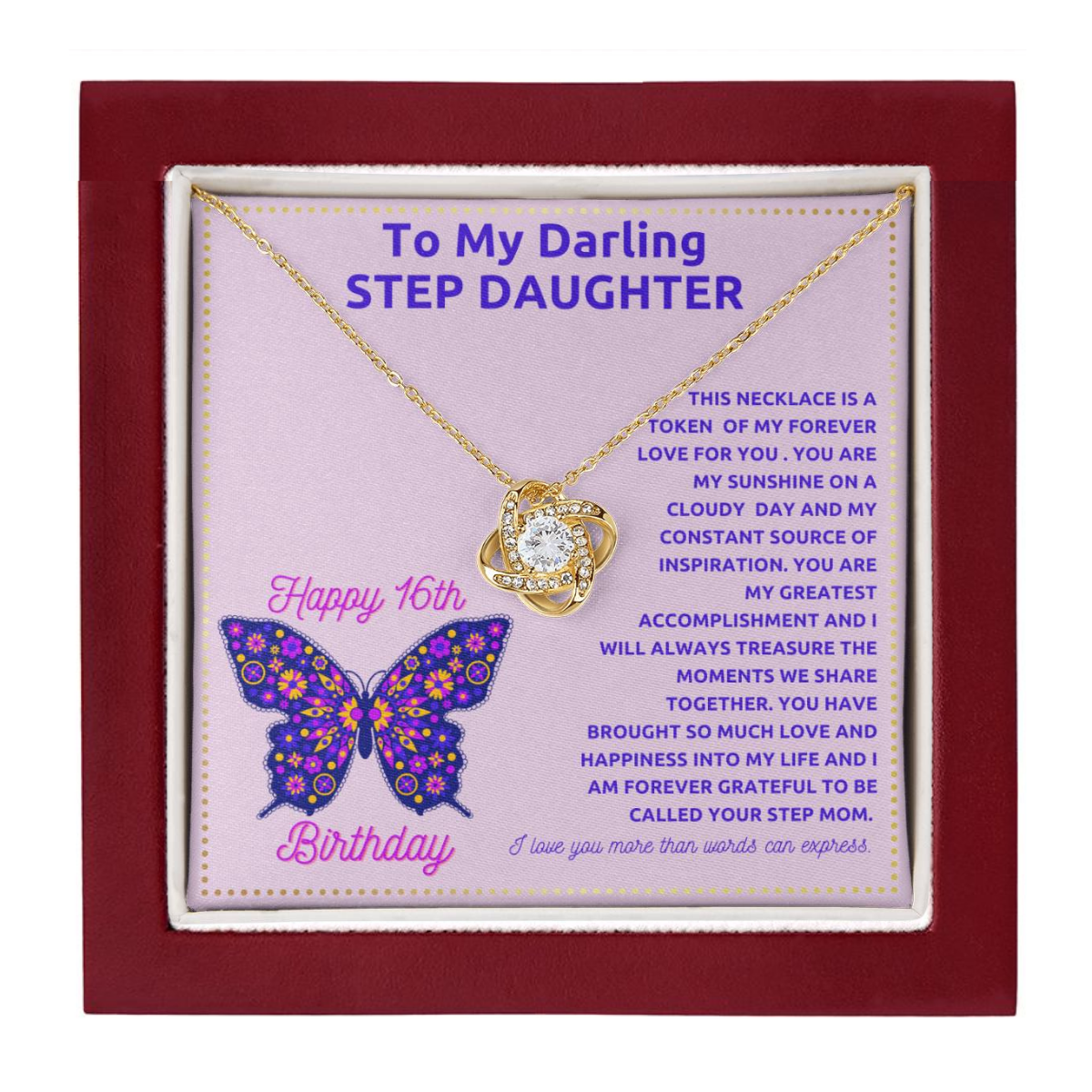 JGF Jewelry Gifts for Family Adult Step Daughter Birthday Card Gift Ideas