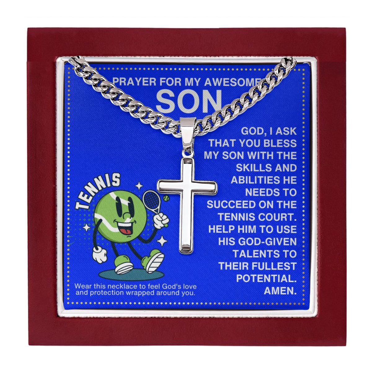 JGF Jewelry Gifts for Family Cross Tennis Necklace For Boys