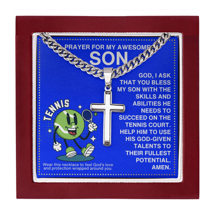 JGF Jewelry Gifts for Family Cross Tennis Necklace For Boys