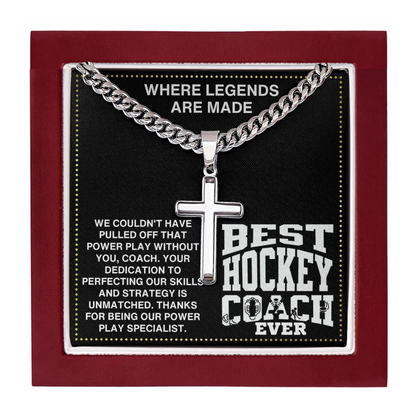 JGF Jewelry Gifts for Family Cross Necklace For Assistant Hockey Coach