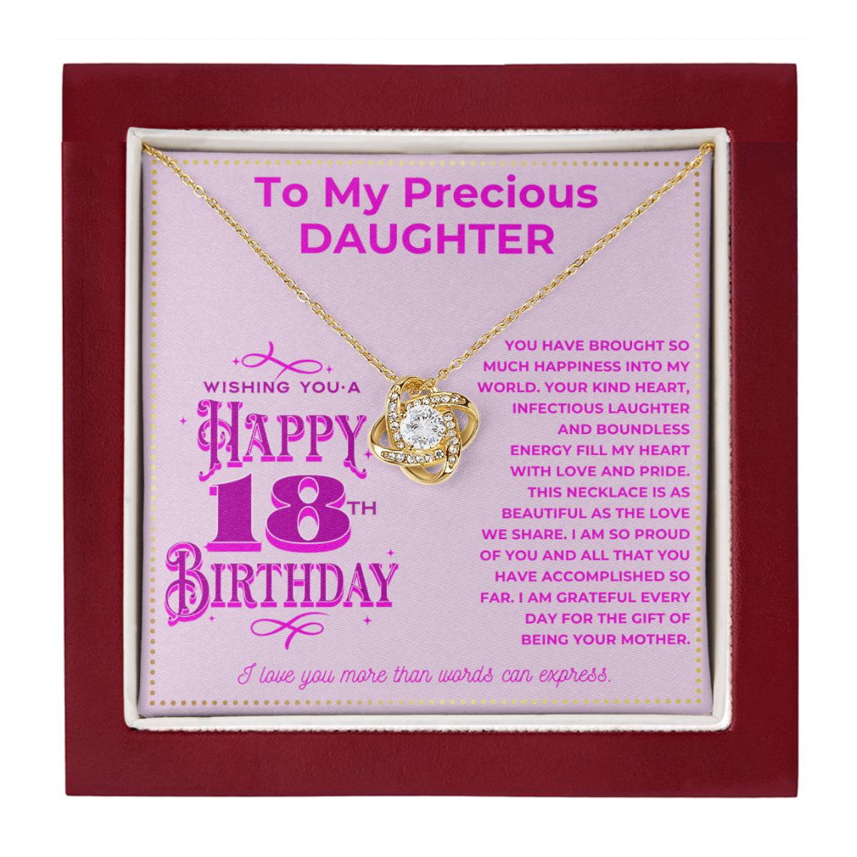 JGF Jewelry Gifts for Family 18th Birthday Gifts Card For My Daughter From Mom