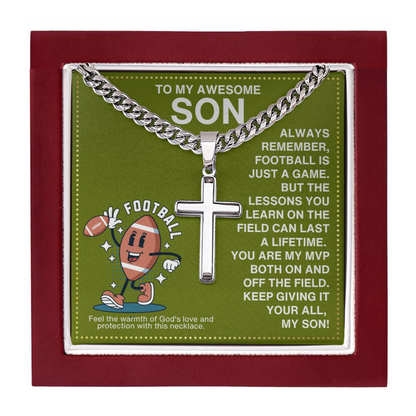 JGF Jewelry Gifts for Family Football Cross Necklace For Boys