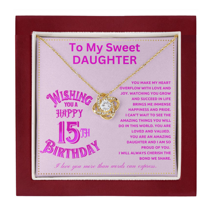 JGF Jewelry Gifts for Family Happy Sweet 15th Birthday To My Daughter Necklace