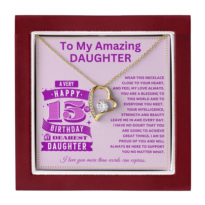 JGF Jewelry Gifts for Family 15th Birthday Card Daughter Turning 15 Year Old