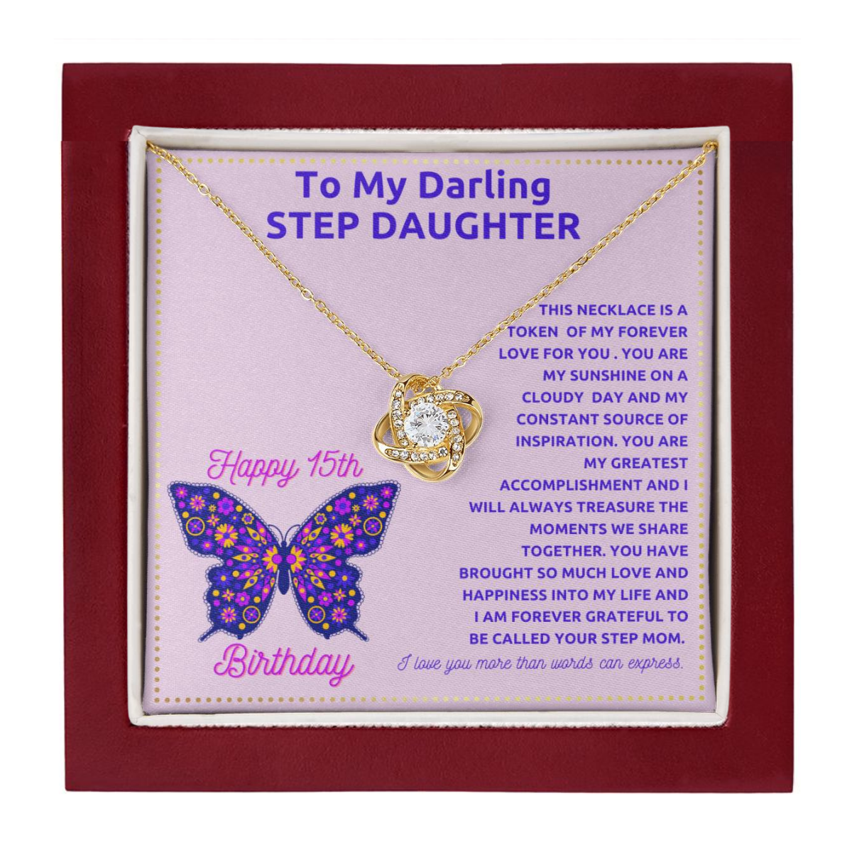 JGF Jewelry Gifts for Family Stepdaughter 15th Birthday Card