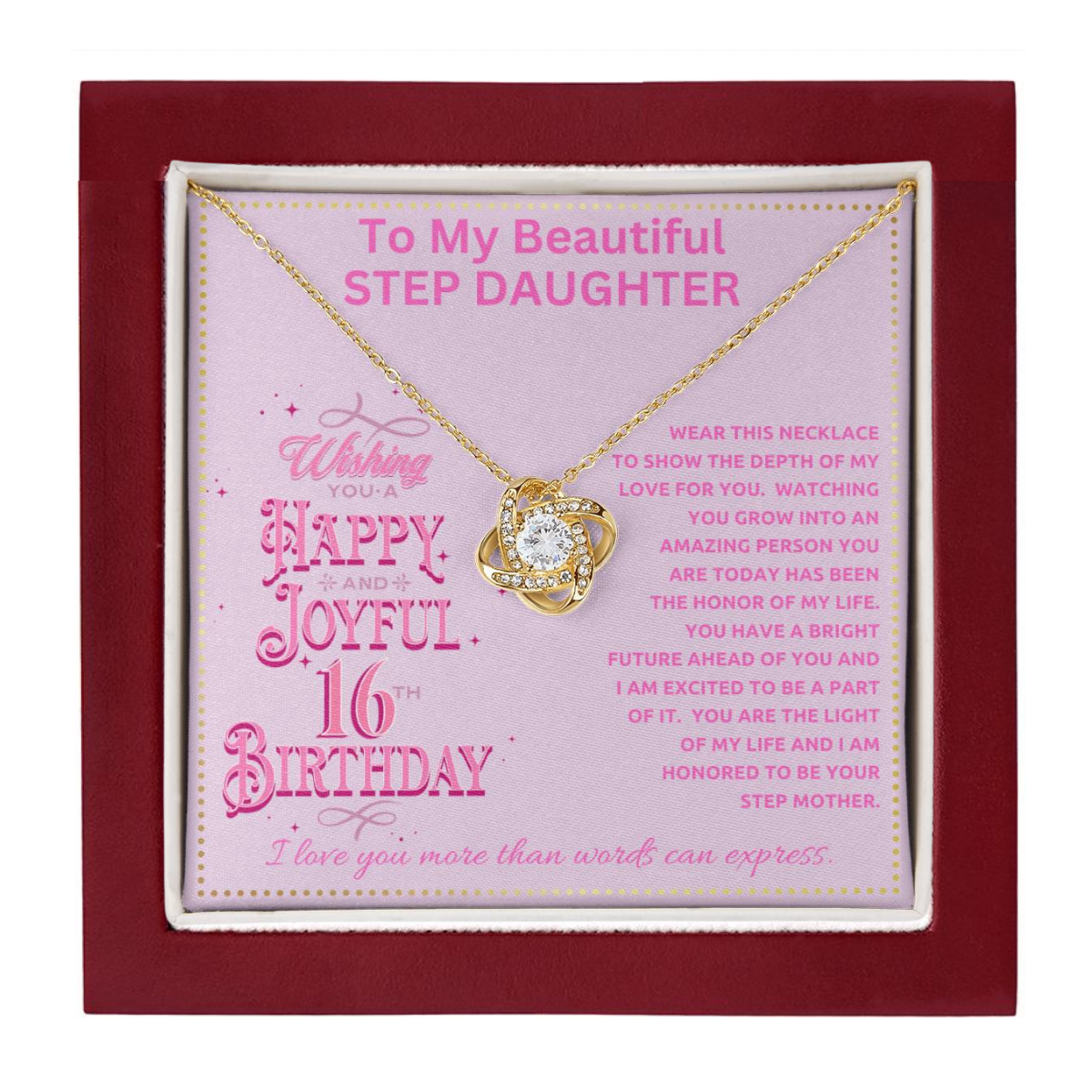 JGF Jewelry Gifts for Family To My Step Daughter 16th Birthday Gift Necklace
