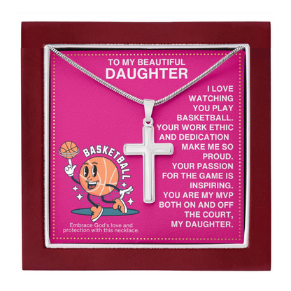 JGF Jewelry Gifts for Family Tennis Racket Cross Necklace For Daughter