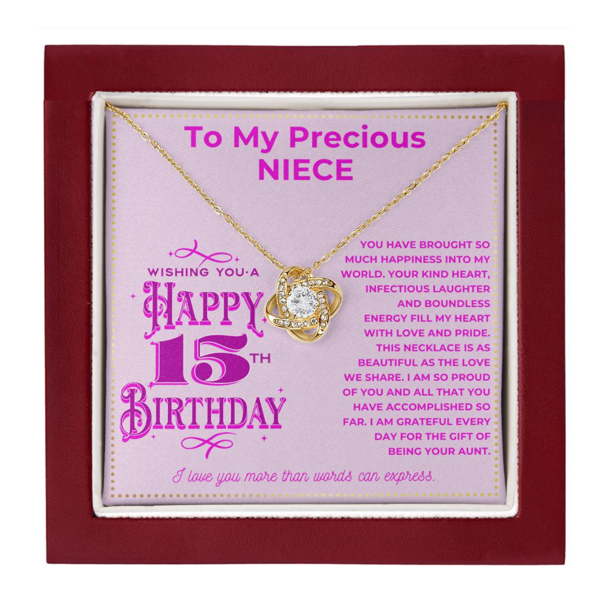 JGF Jewelry Gifts for Family Niece 15th Quinceanera Birthday Card For Girl