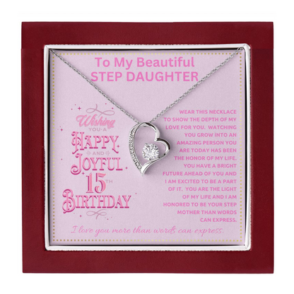 JGF Jewelry Gifts for Family To My Step Daughter  15th Birthday Gift Necklace