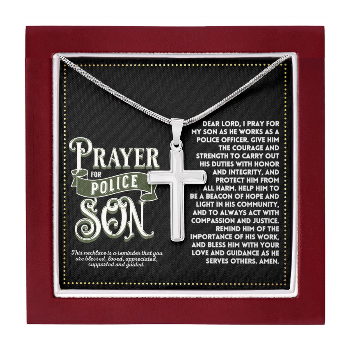 JGF Jewelry Gifts for Family Prayer For My Son Is A Police Officer