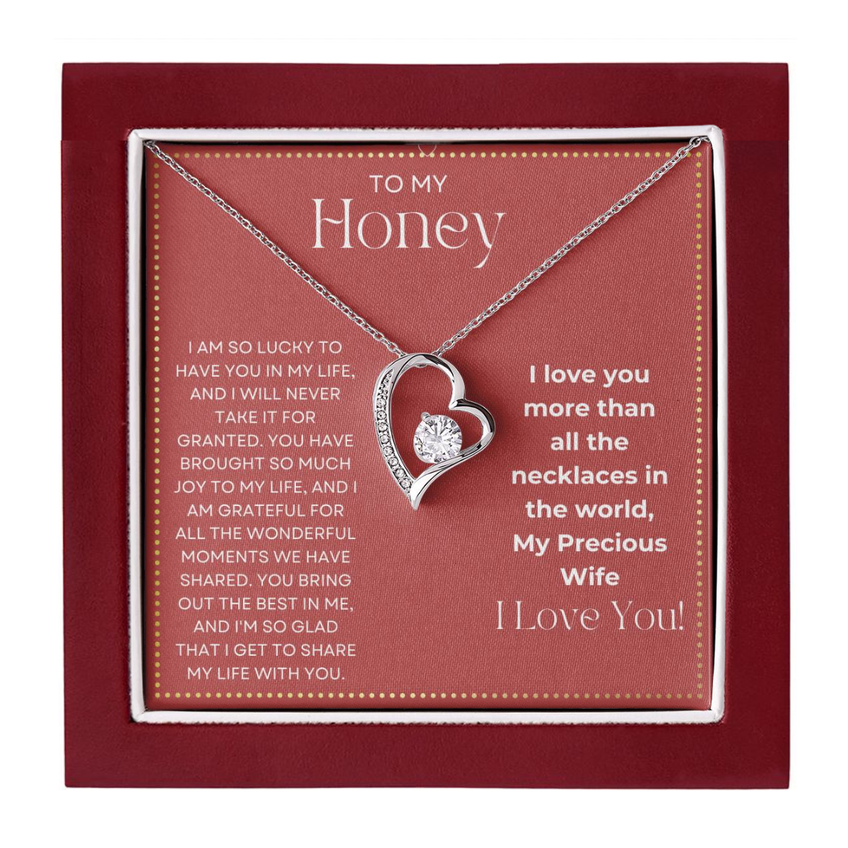 JGF Jewelry Gifts for Family To My Honey Gifts I Love My Wife